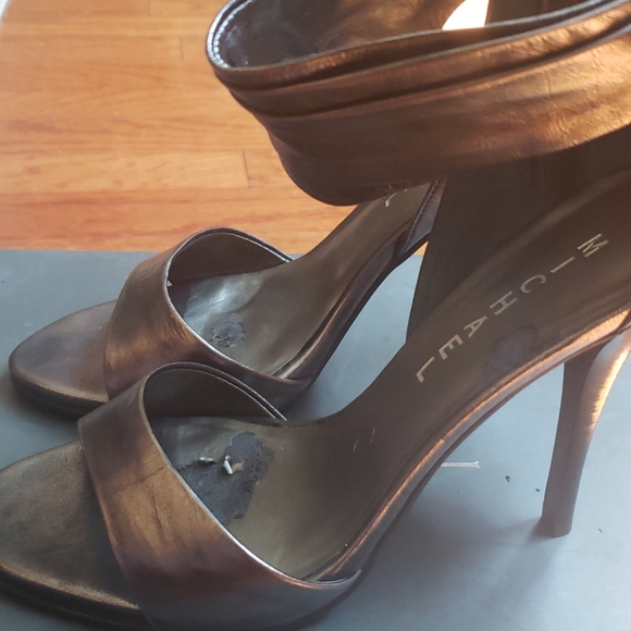 Dark Silver/Pewter High Heel Open Toe Sandals - Picture 11 of 13